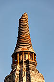 Ayutthaya, Thailand. Wat Chaiwatthanaram, detail of the finial of the chedi  at the N-E corner of the temple precint facing the river. 